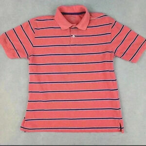 St Johns Bay Polo collar Shirt Men's XL Pink Striped 100% Cotton Heritage Pique